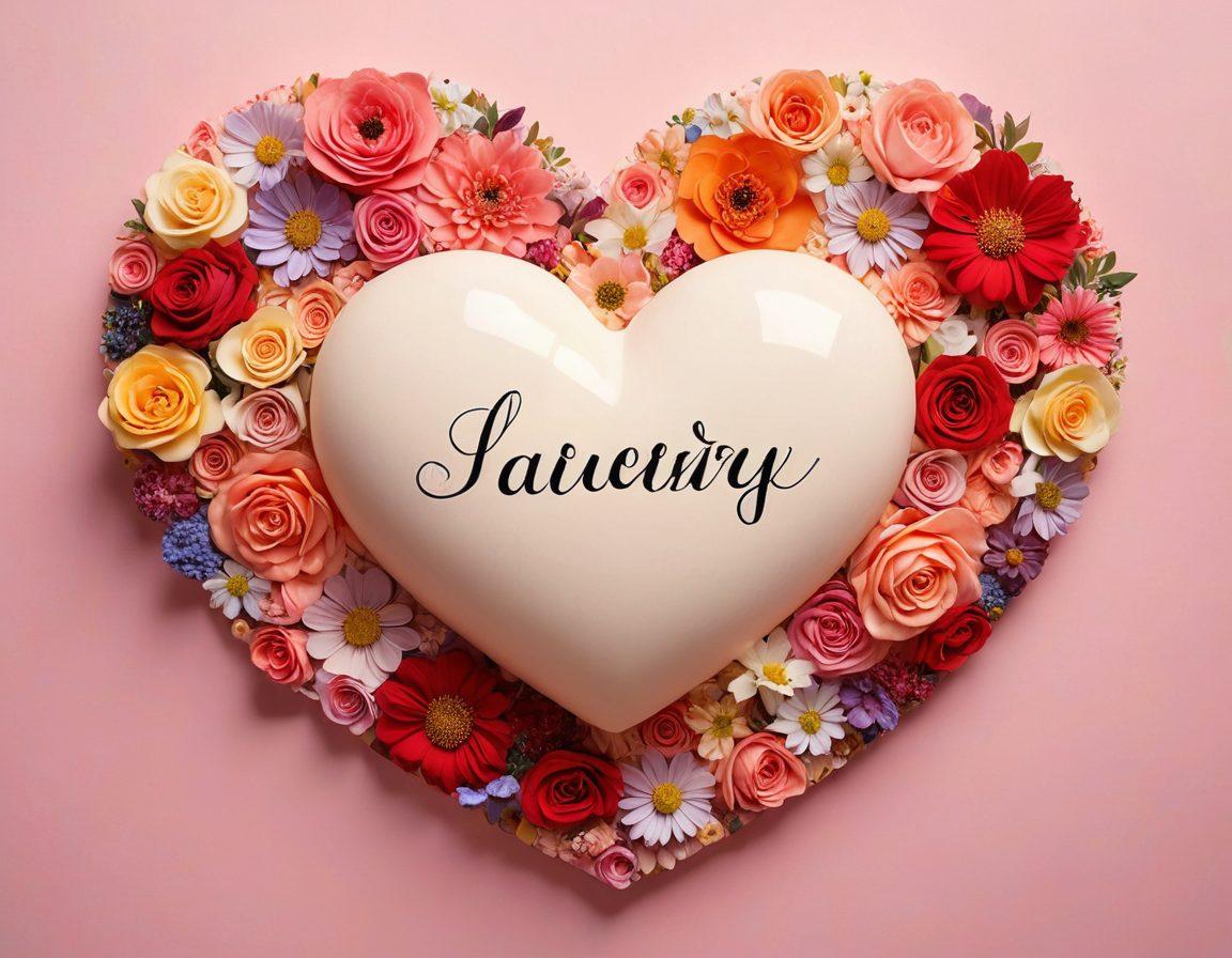 A heart-shaped collage made of various romantic expressions and synonyms, surrounded by delicate flowers and soft, warm lights that create an intimate atmosphere. The background should evoke a sense of passion and love with subtle hints of abstract hearts and soft pastel colors. Emphasize artistic typography for the words 'affection' and 'romantic language'. super-realistic. vibrant colors. soft focus.